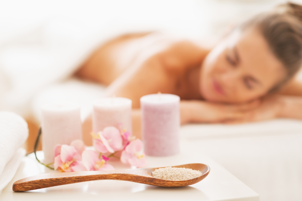 Skin care ingredients in a spa