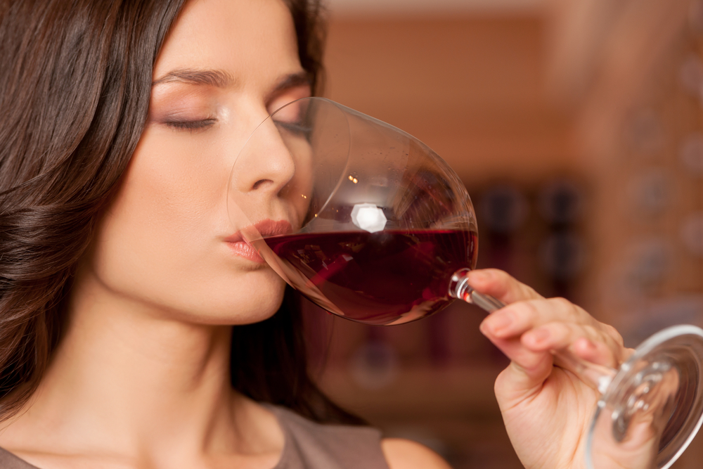 Woman drinking wine