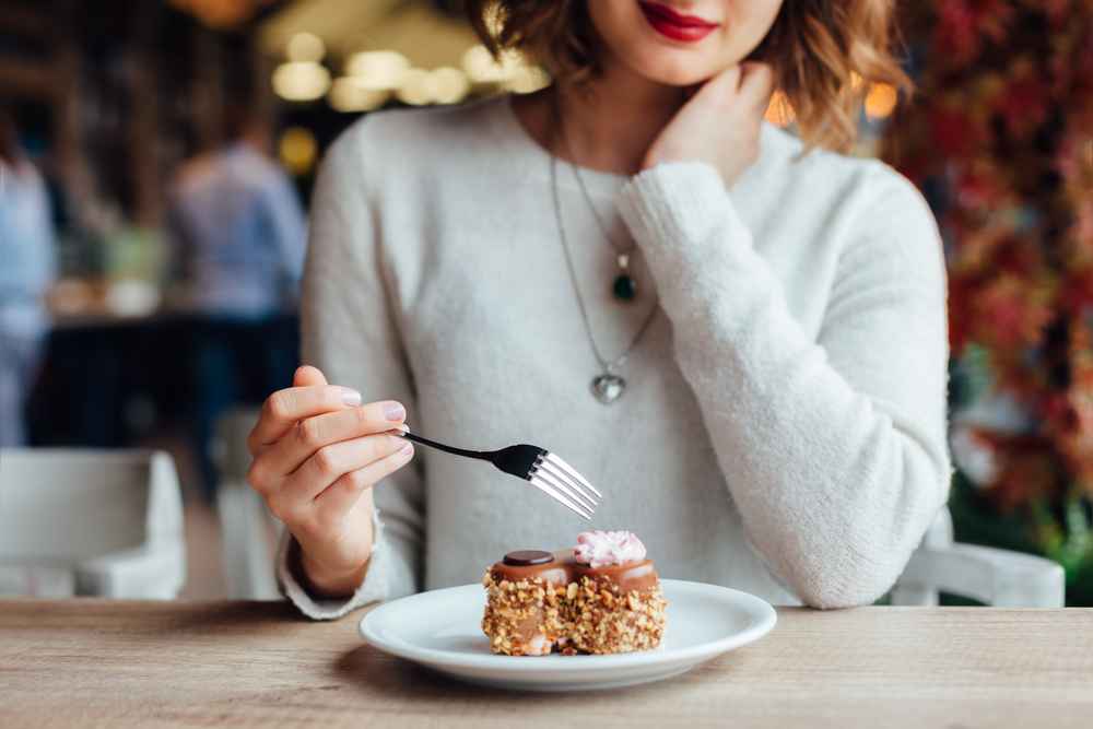 Woman having a dessert