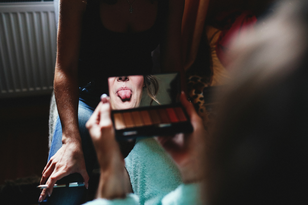 Woman showing her tongue