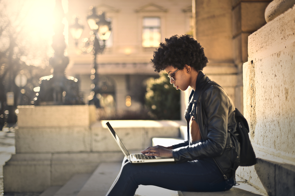 Woman working on a laptop 