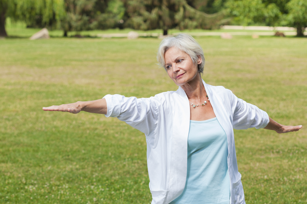 Woman doing balancing exercise