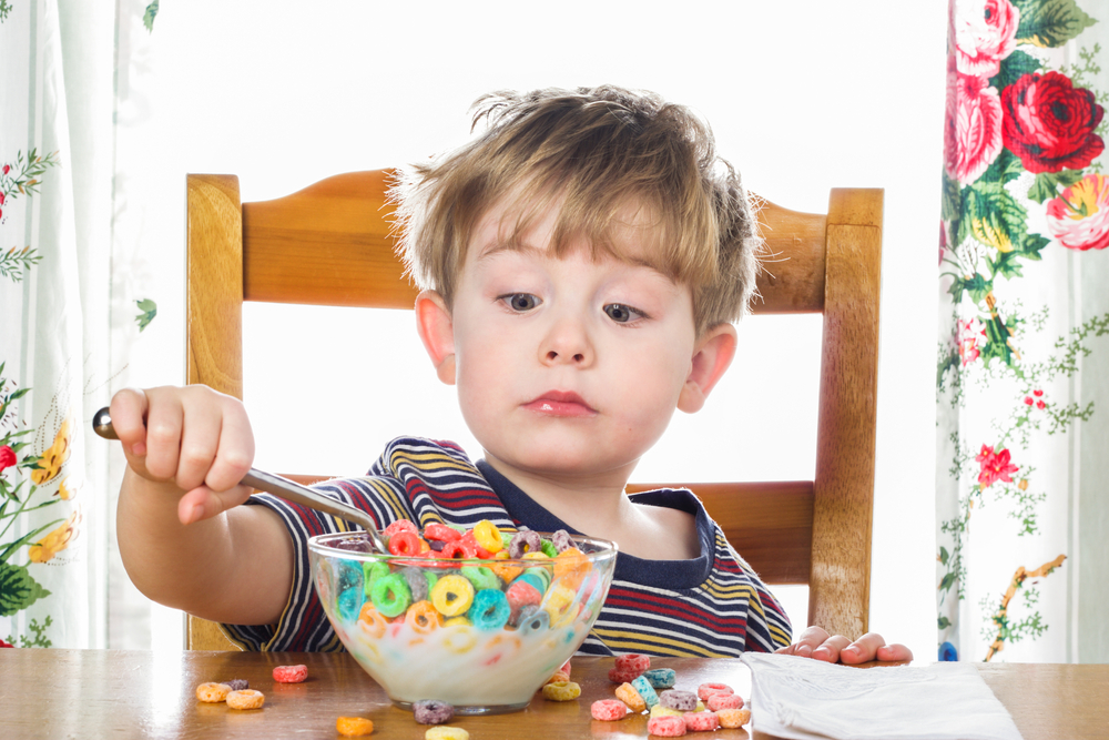 Boy eating cereal