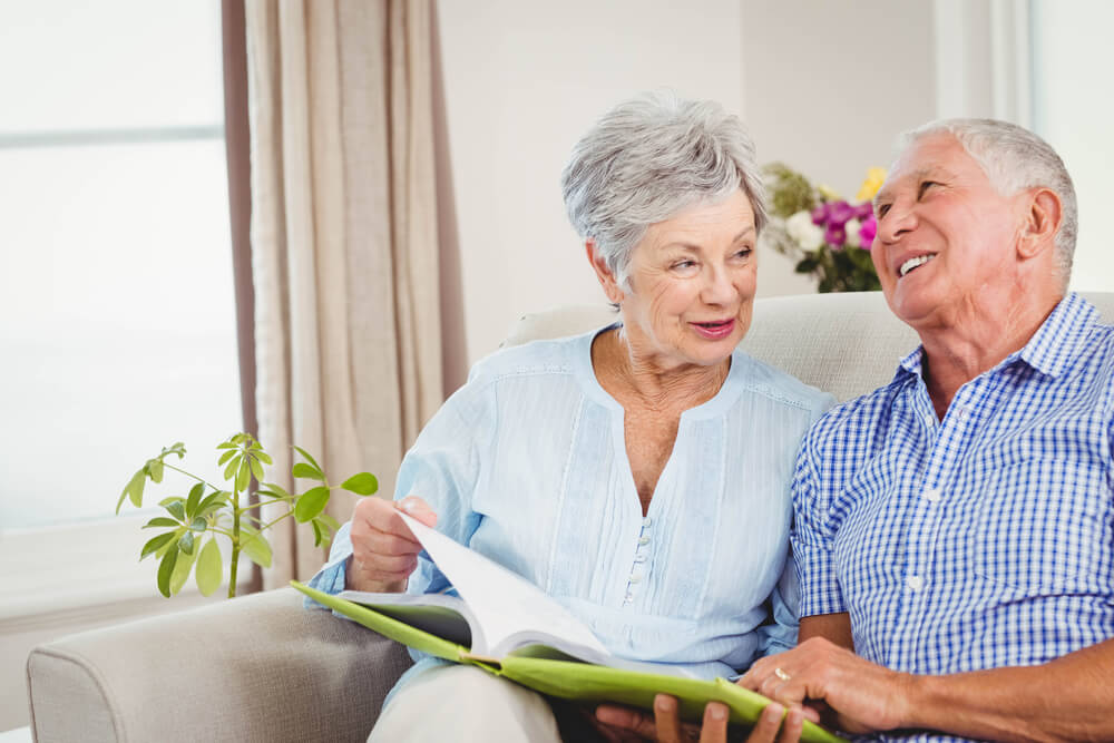 Happy senior couple at home